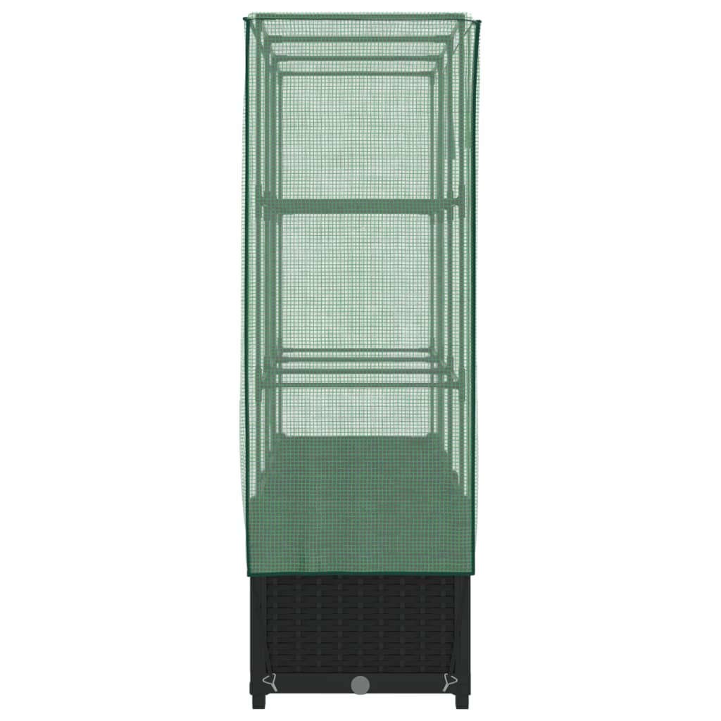 vidaXL Strat înălțat cu husă de seră, aspect ratan, 120x40x138 cm