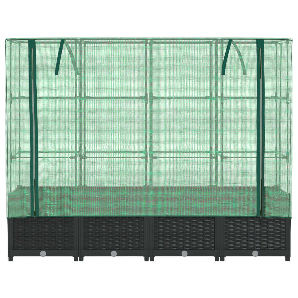 vidaXL Strat înălțat cu husă de seră, aspect ratan, 160x40x138 cm