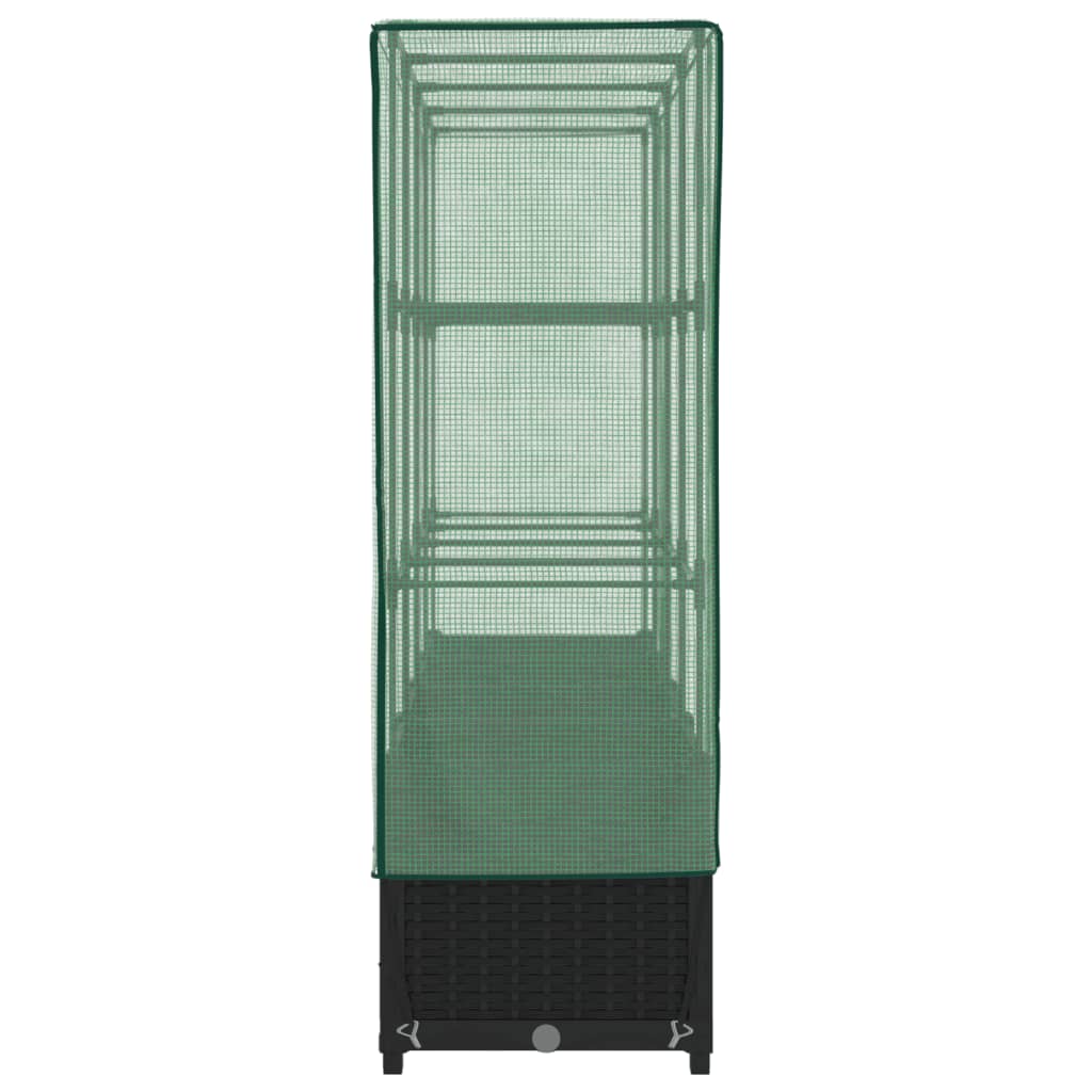 vidaXL Strat înălțat cu husă de seră, aspect ratan, 160x40x138 cm