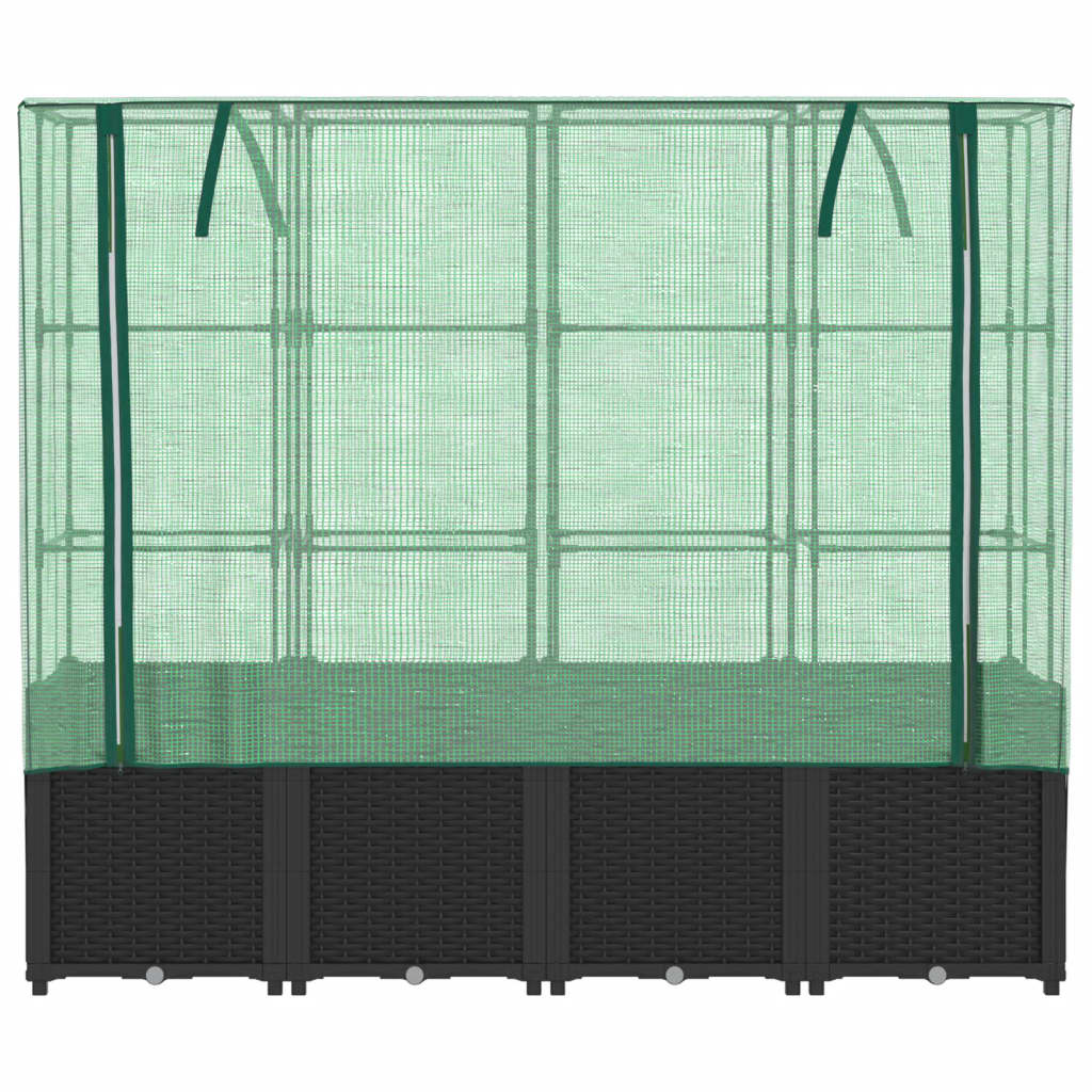 vidaXL Strat înălțat cu husă de seră, aspect ratan, 160x40x153 cm