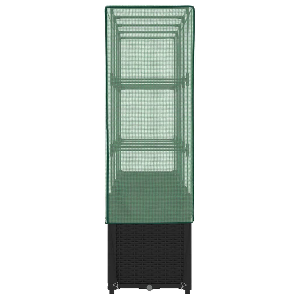 vidaXL Strat înălțat cu husă de seră, aspect ratan, 160x40x153 cm