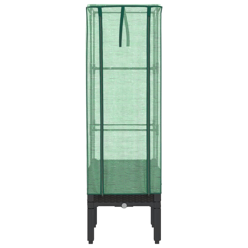 vidaXL Strat înălțat cu husă de seră, aspect ratan, 40x40x140 cm vidaXL Strat înălțat cu husă de seră, aspect ratan, 40x40x140 cm