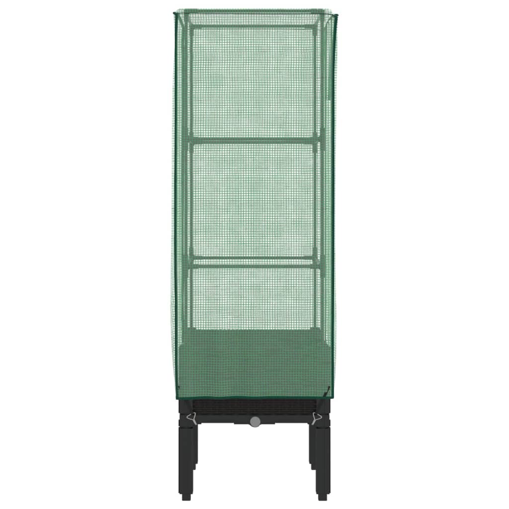 vidaXL Strat înălțat cu husă de seră, aspect ratan, 40x40x140 cm vidaXL Strat înălțat cu husă de seră, aspect ratan, 40x40x140 cm