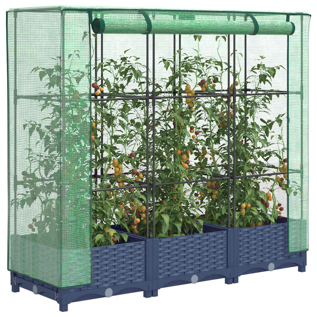 vidaXL Strat înălțat cu husă de seră, aspect ratan, 120x40x123 cm vidaXL Strat înălțat cu husă de seră, aspect ratan, 120x40x123 cm