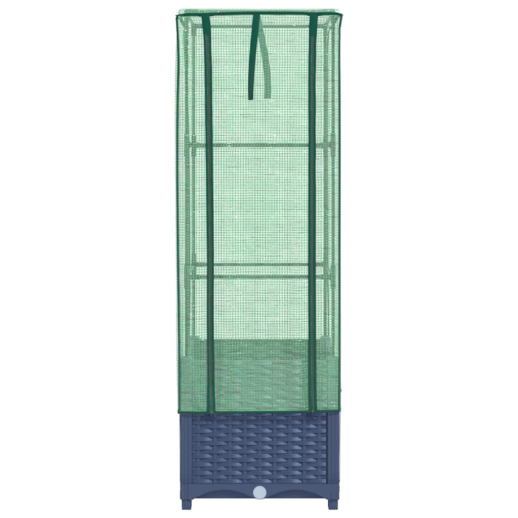 vidaXL Strat înălțat cu husă de seră, aspect ratan, 40x40x139 cm vidaXL Strat înălțat cu husă de seră, aspect ratan, 40x40x139 cm