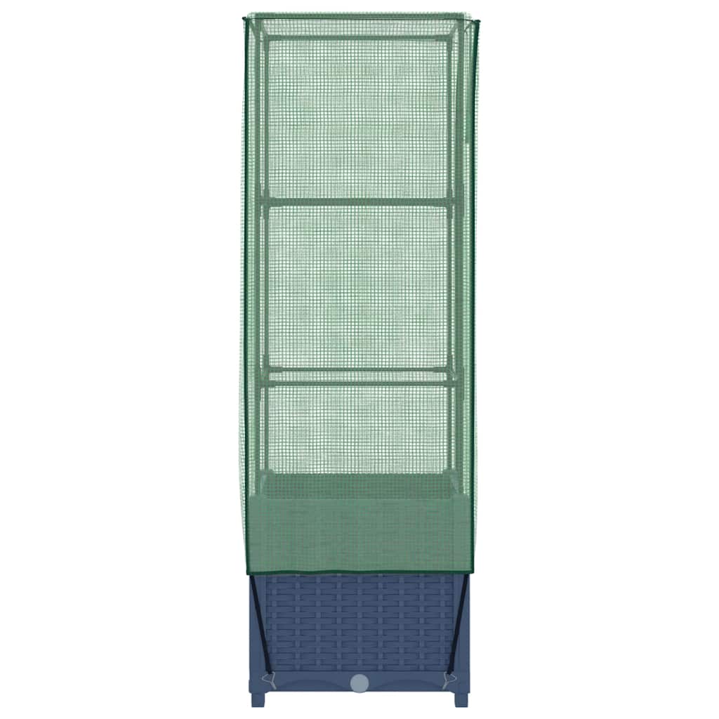 vidaXL Strat înălțat cu husă de seră, aspect ratan, 40x40x139 cm vidaXL Strat înălțat cu husă de seră, aspect ratan, 40x40x139 cm