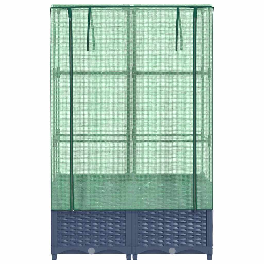 vidaXL Strat înălțat cu husă de seră, aspect ratan, 80x40x138 cm vidaXL Strat înălțat cu husă de seră, aspect ratan, 80x40x138 cm