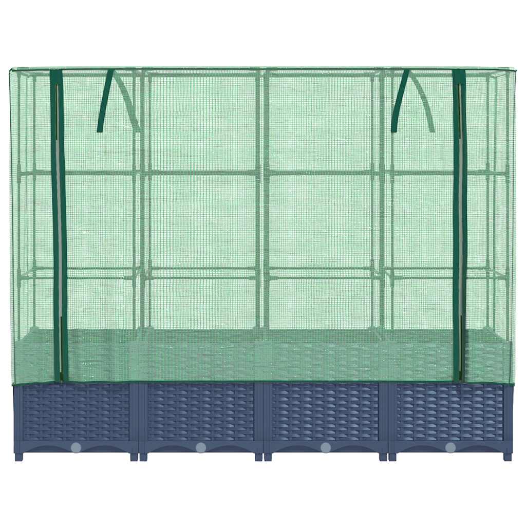 vidaXL Strat înălțat cu husă de seră, aspect ratan, 160x40x138 cm