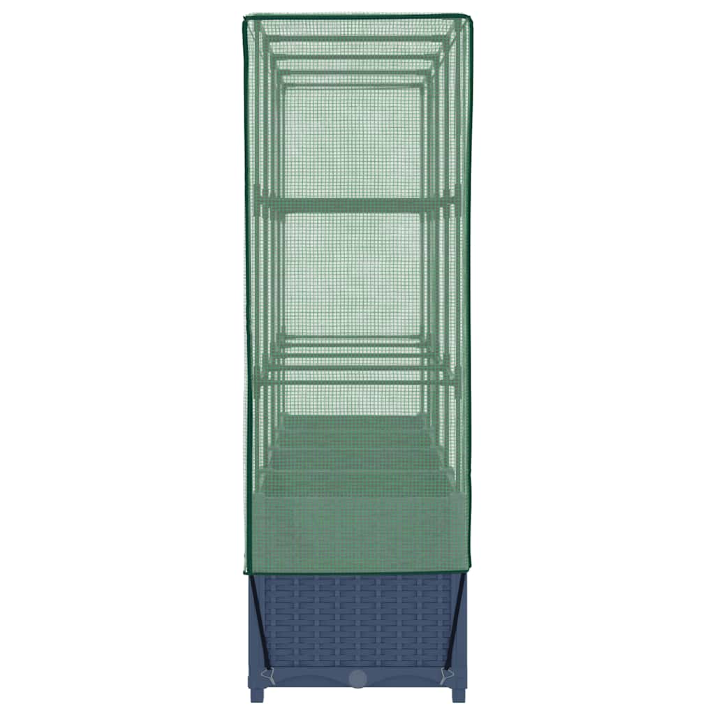 vidaXL Strat înălțat cu husă de seră, aspect ratan, 160x40x138 cm