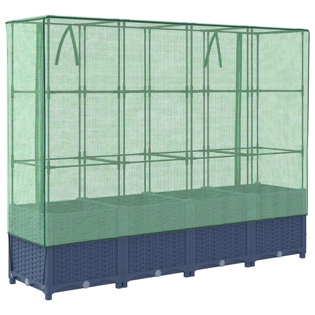 vidaXL Strat înălțat cu husă de seră, aspect ratan, 160x40x138 cm