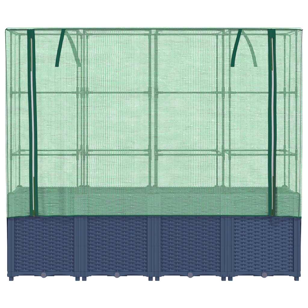 vidaXL Strat înălțat cu husă de seră, aspect ratan, 160x40x153 cm