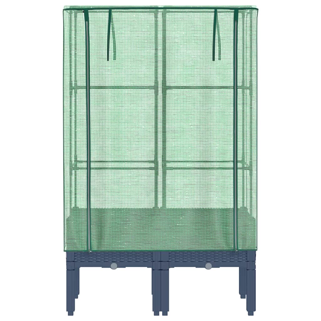 vidaXL Strat înălțat cu husă de seră, aspect ratan, 80x40x140 cm