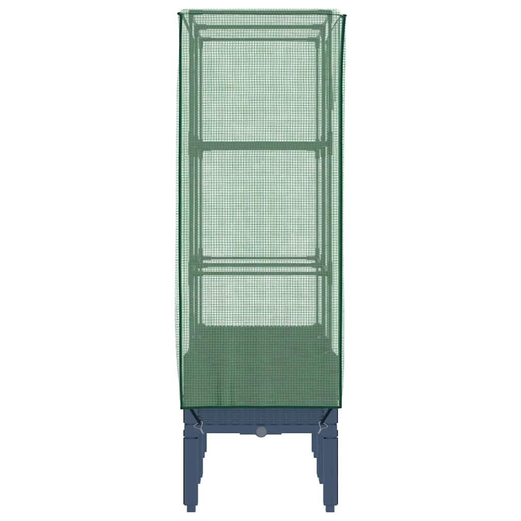 vidaXL Strat înălțat cu husă de seră, aspect ratan, 80x40x140 cm