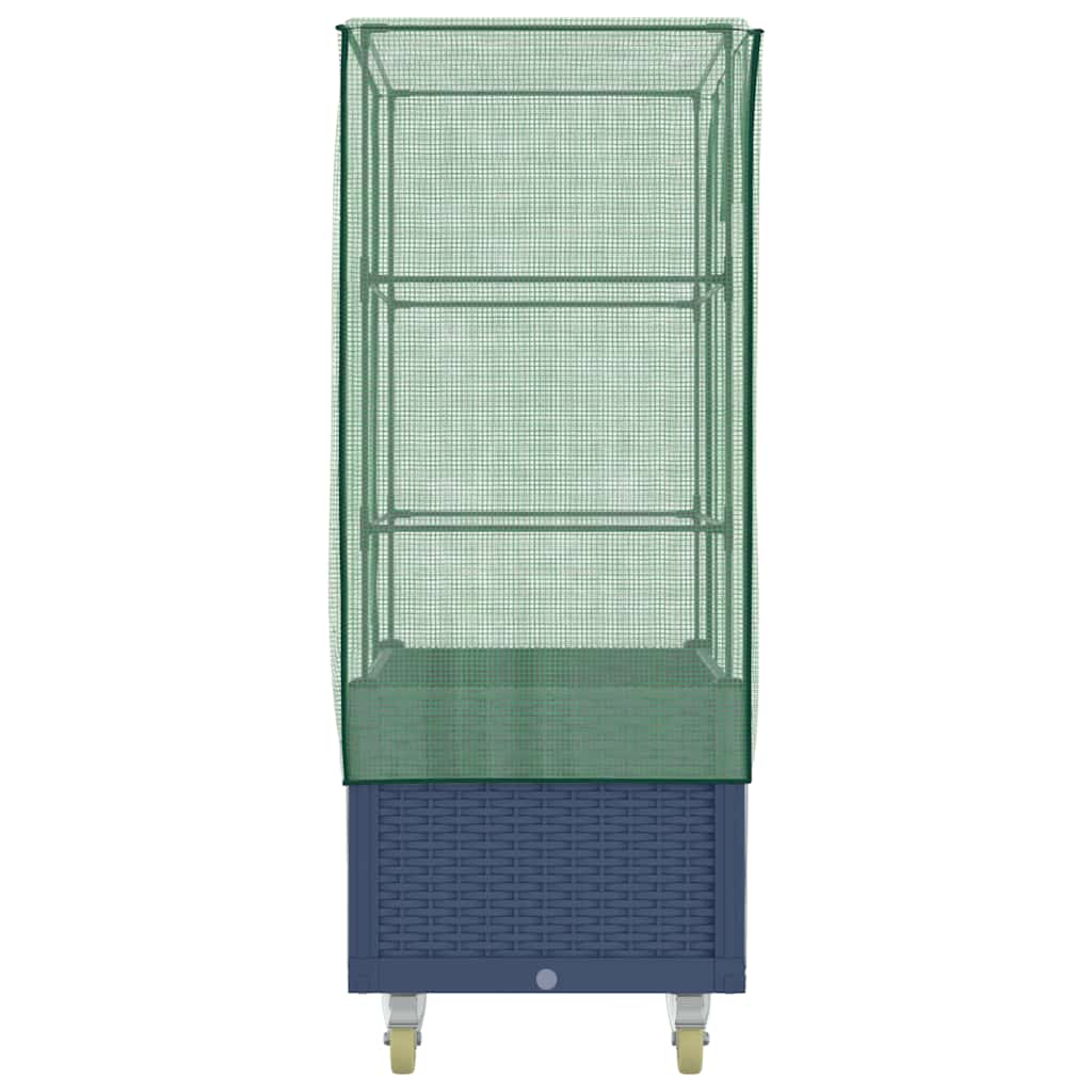 vidaXL Strat înălțat cu husă și roți, aspect ratan, 80x50x182 cm