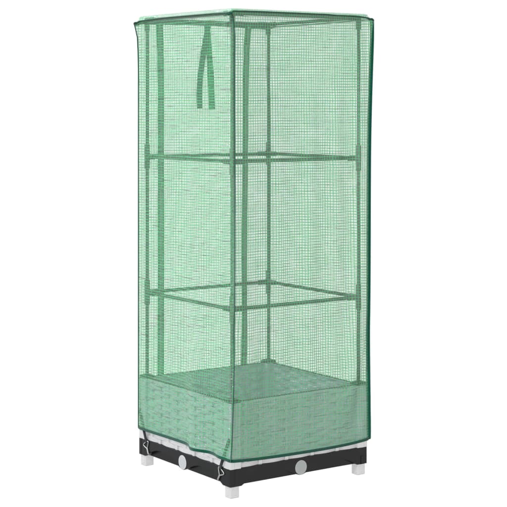 vidaXL Strat înălțat cu husă de seră, aspect ratan, 40x40x123 cm