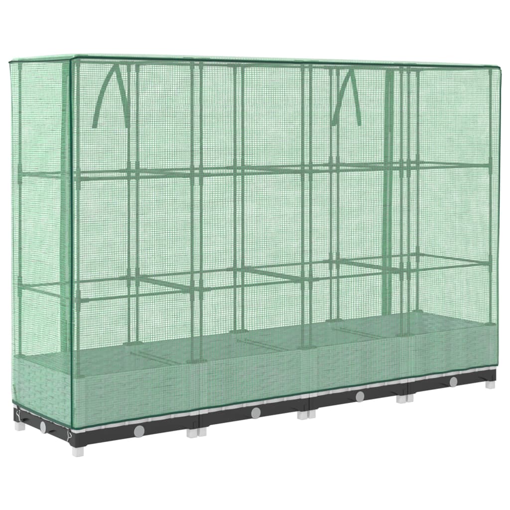 vidaXL Strat înălțat cu husă de seră, aspect ratan, 160x40x123 cm