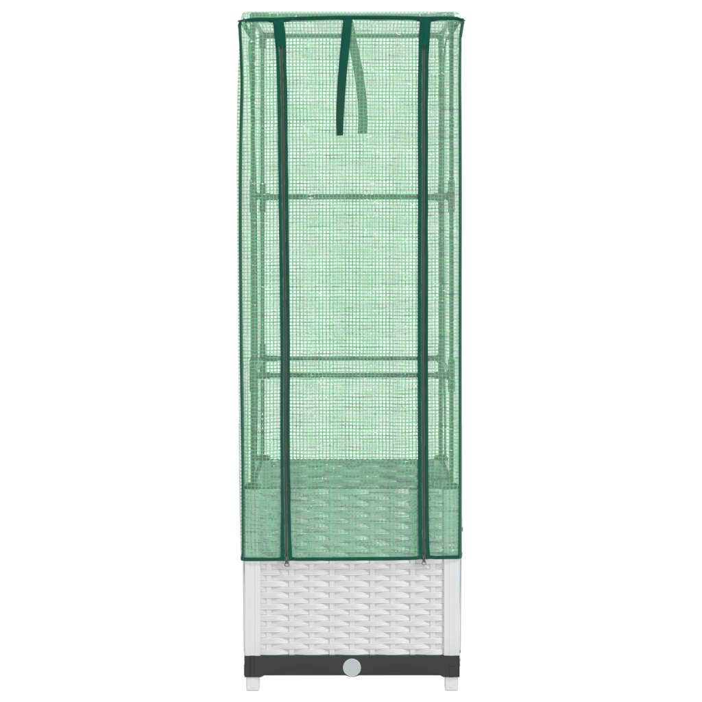 vidaXL Strat înălțat cu husă de seră, aspect ratan, 40x40x139 cm