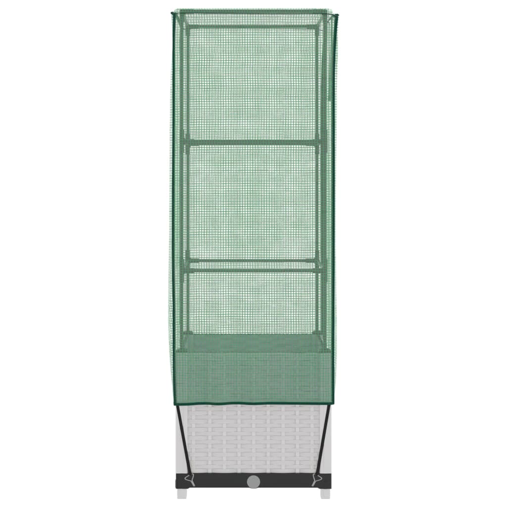 vidaXL Strat înălțat cu husă de seră, aspect ratan, 40x40x139 cm