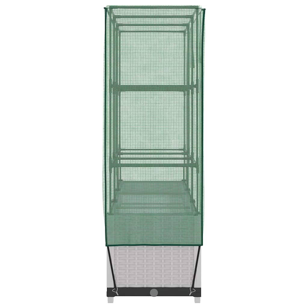 vidaXL Strat înălțat cu husă de seră, aspect ratan, 120x40x138 cm