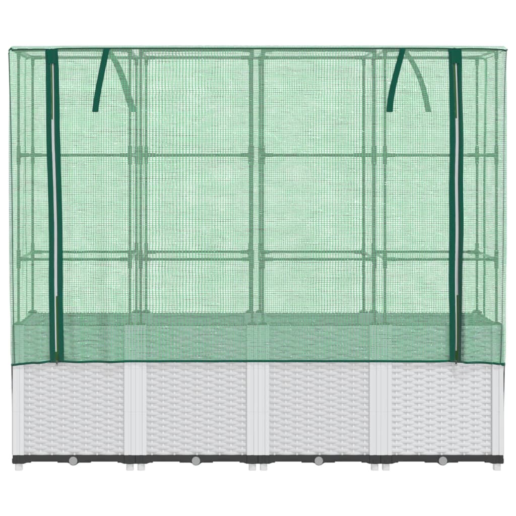 vidaXL Strat înălțat cu husă de seră, aspect ratan, 160x40x153 cm