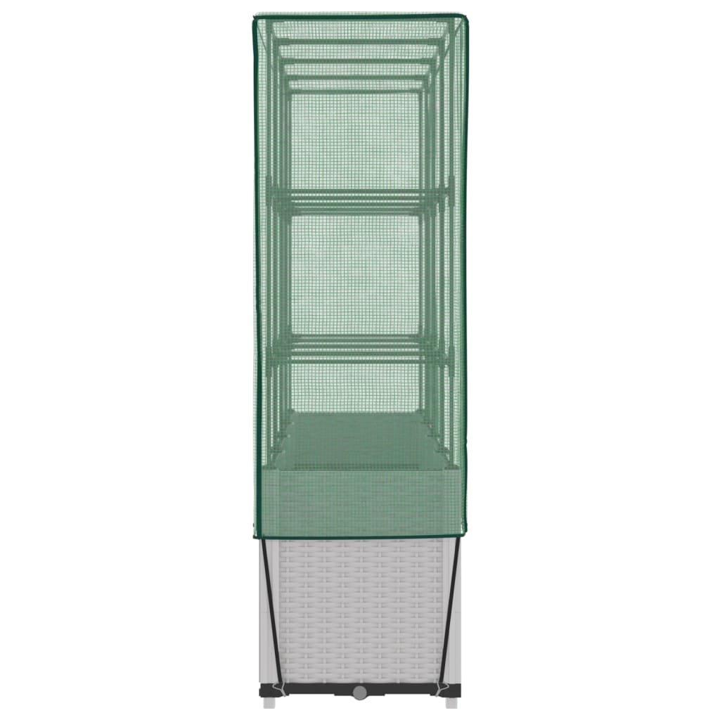 vidaXL Strat înălțat cu husă de seră, aspect ratan, 160x40x153 cm