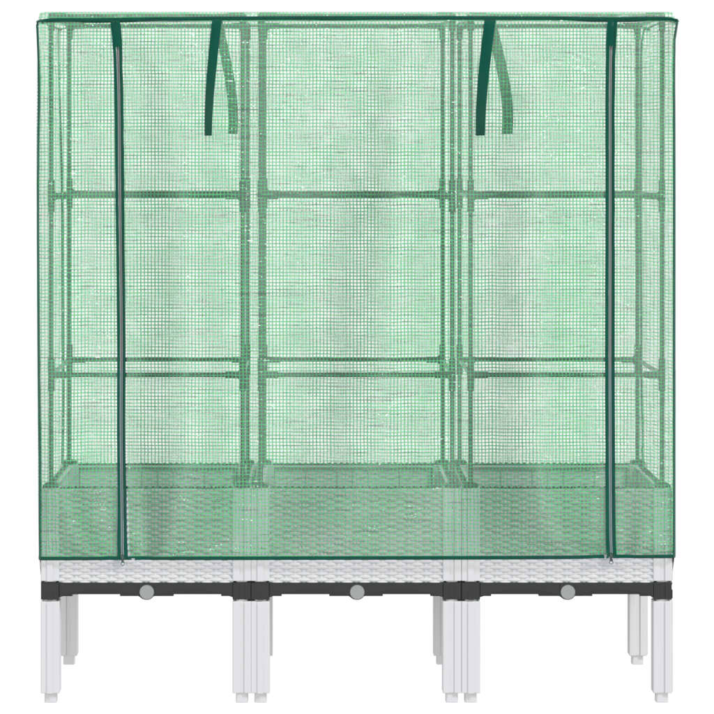vidaXL Strat înălțat cu husă de seră, aspect ratan, 120x40x140 cm