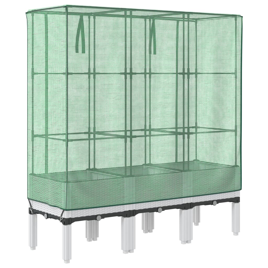 vidaXL Strat înălțat cu husă de seră, aspect ratan, 120x40x140 cm