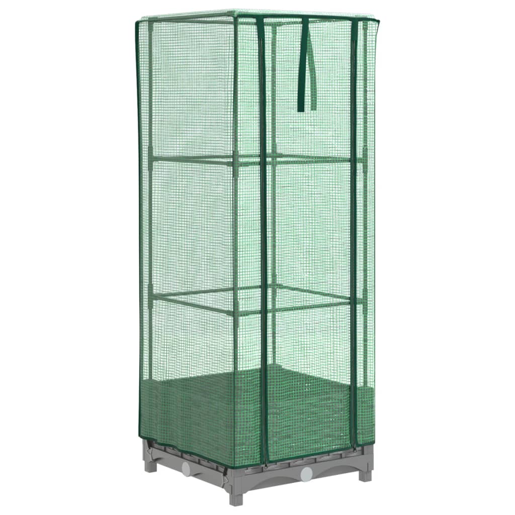 vidaXL Strat înălțat cu husă de seră, aspect ratan, 40x40x123 cm