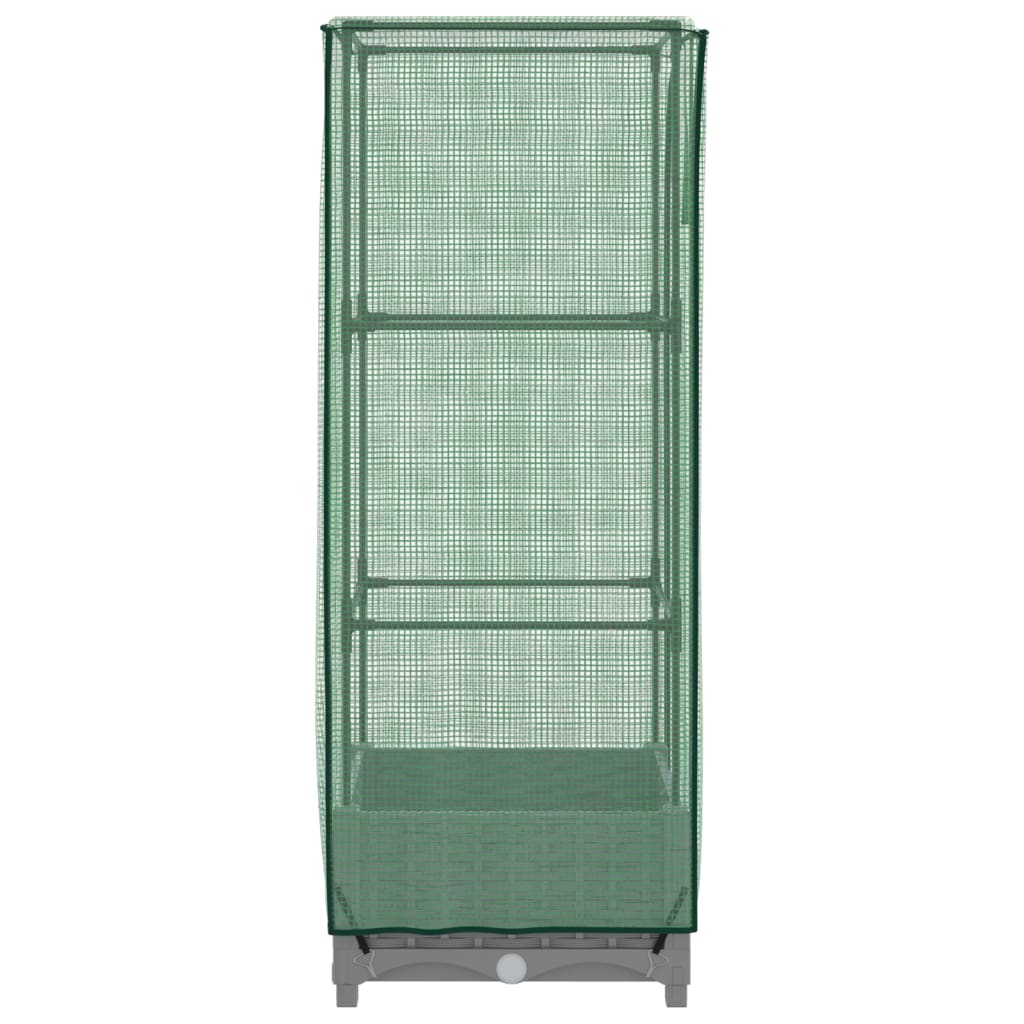 vidaXL Strat înălțat cu husă de seră, aspect ratan, 40x40x123 cm