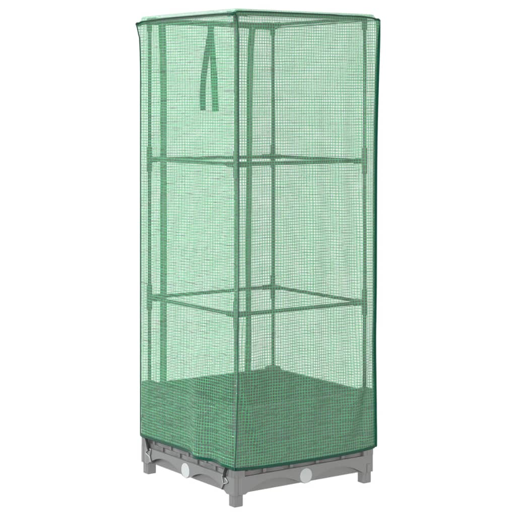 vidaXL Strat înălțat cu husă de seră, aspect ratan, 40x40x123 cm