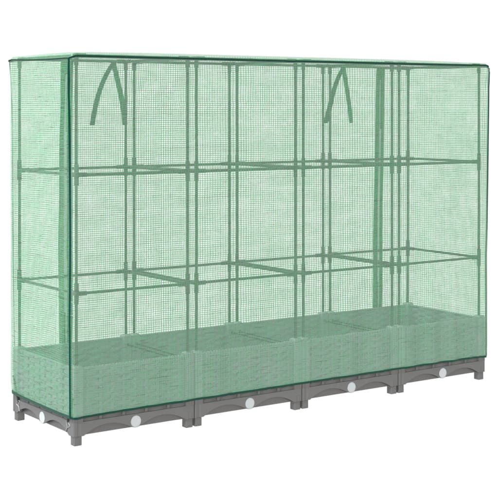 vidaXL Strat înălțat cu husă de seră, aspect ratan, 160x40x123 cm