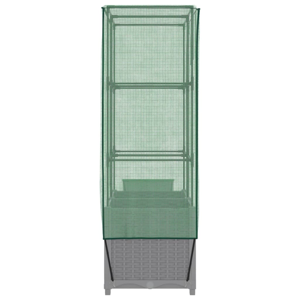 vidaXL Strat înălțat cu husă de seră, aspect ratan, 80x40x138 cm vidaXL Strat înălțat cu husă de seră, aspect ratan, 80x40x138 cm