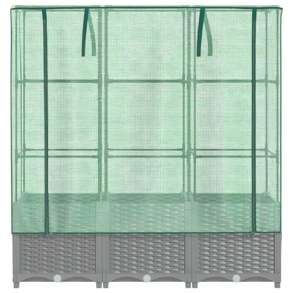 vidaXL Strat înălțat cu husă de seră, aspect ratan, 120x40x138 cm