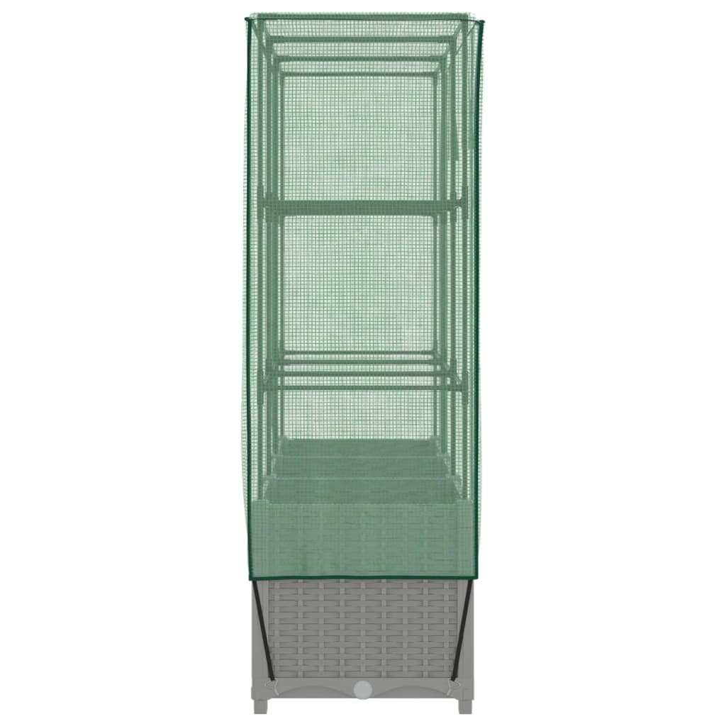 vidaXL Strat înălțat cu husă de seră, aspect ratan, 120x40x138 cm