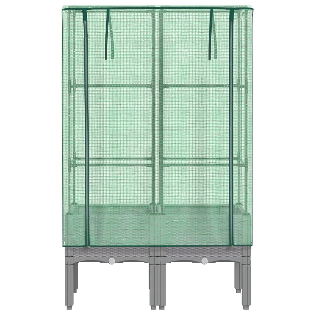 vidaXL Strat înălțat cu husă de seră, aspect ratan, 80x40x140 cm vidaXL Strat înălțat cu husă de seră, aspect ratan, 80x40x140 cm