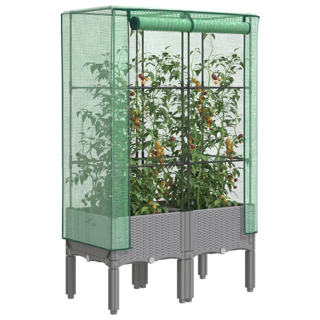 vidaXL Strat înălțat cu husă de seră, aspect ratan, 80x40x140 cm vidaXL Strat înălțat cu husă de seră, aspect ratan, 80x40x140 cm