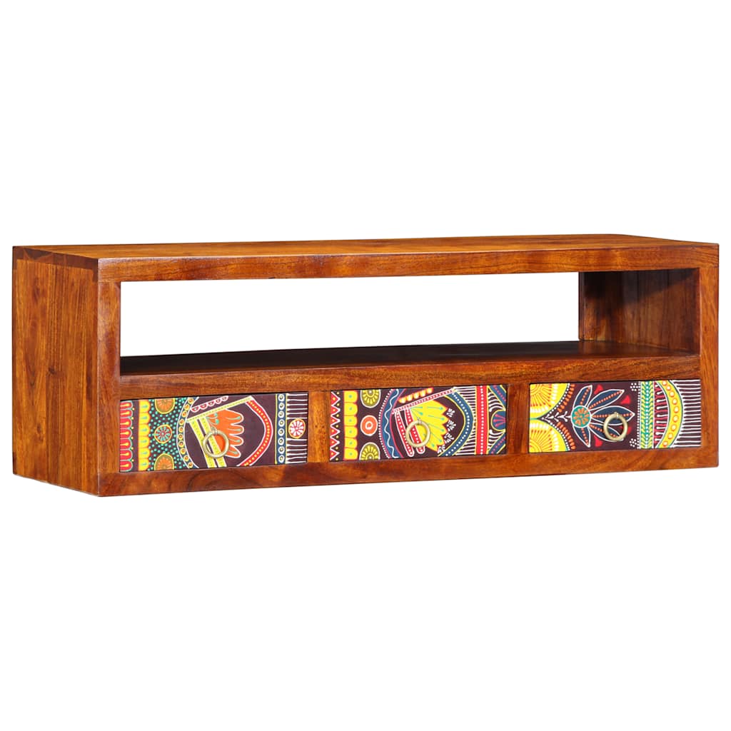 vidaXL Dulap TV de perete multicolor 90x30x30 din lemn masiv de salcam