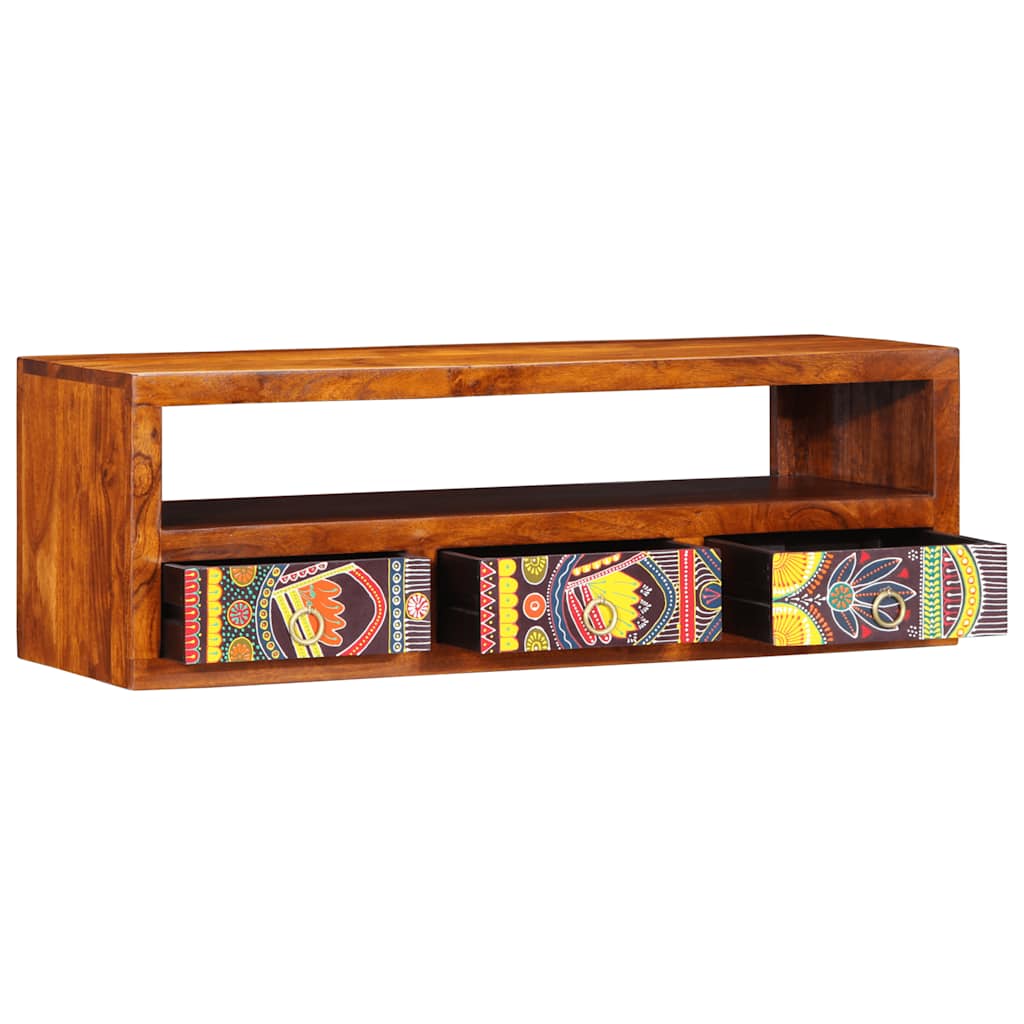 vidaXL Dulap TV de perete multicolor 90x30x30 din lemn masiv de salcam