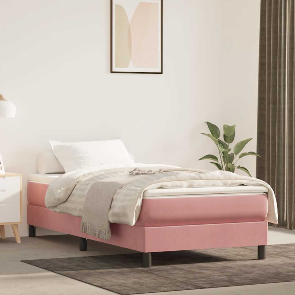 vidaXL Saltea cu arcuri buzunar de copii, roz 80x160 cm catifea vidaXL Saltea cu arcuri buzunar de copii, roz 80x160 cm catifea