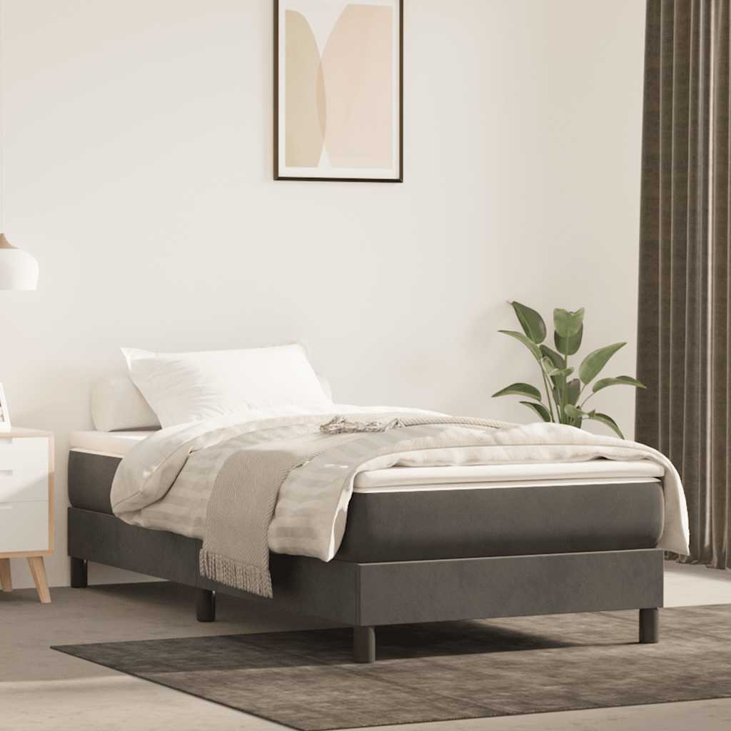 vidaXL Saltea de pat cu arcuri, gri închis, 80x210x20 cm, catifea vidaXL Saltea de pat cu arcuri, gri închis, 80x210x20 cm, catifea