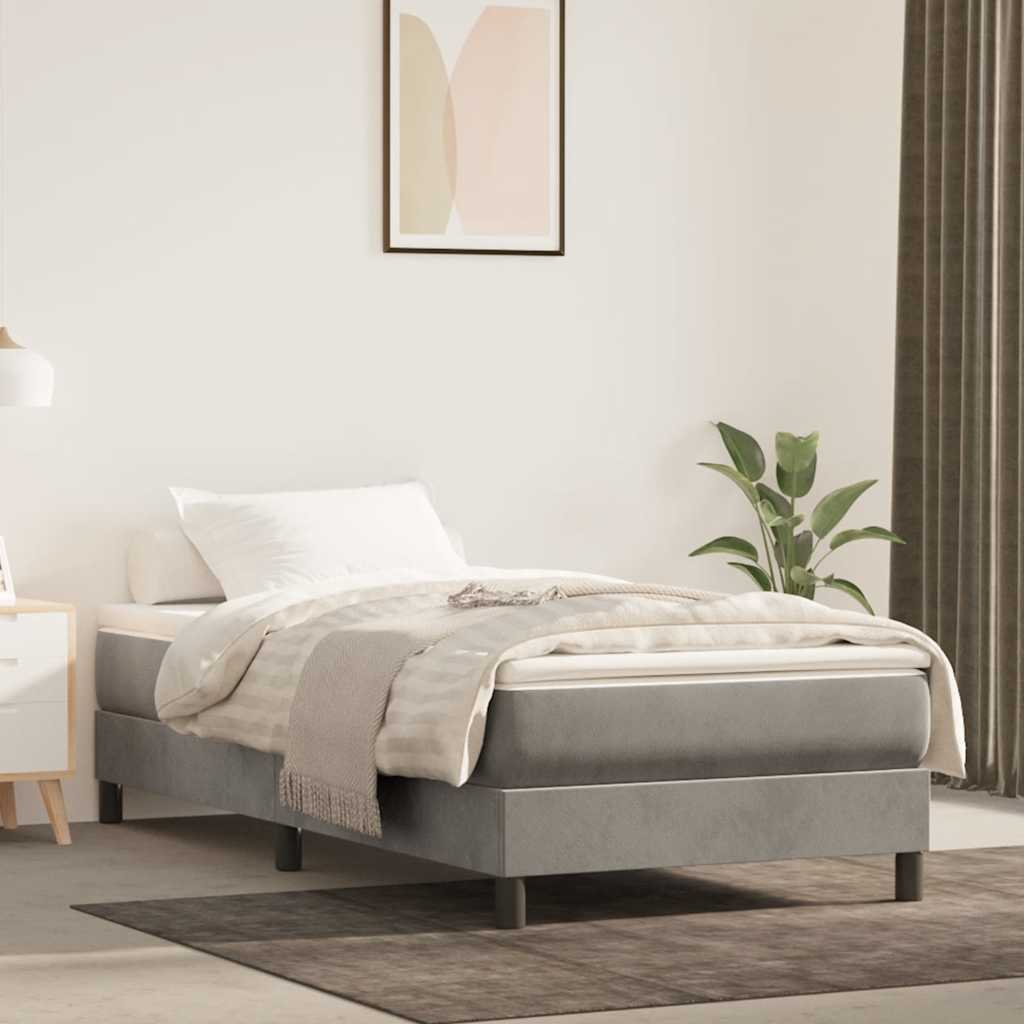 vidaXL Saltea de pat cu arcuri, gri deschis, 90x210x20 cm, catifea vidaXL Saltea de pat cu arcuri, gri deschis, 90x210x20 cm, catifea
