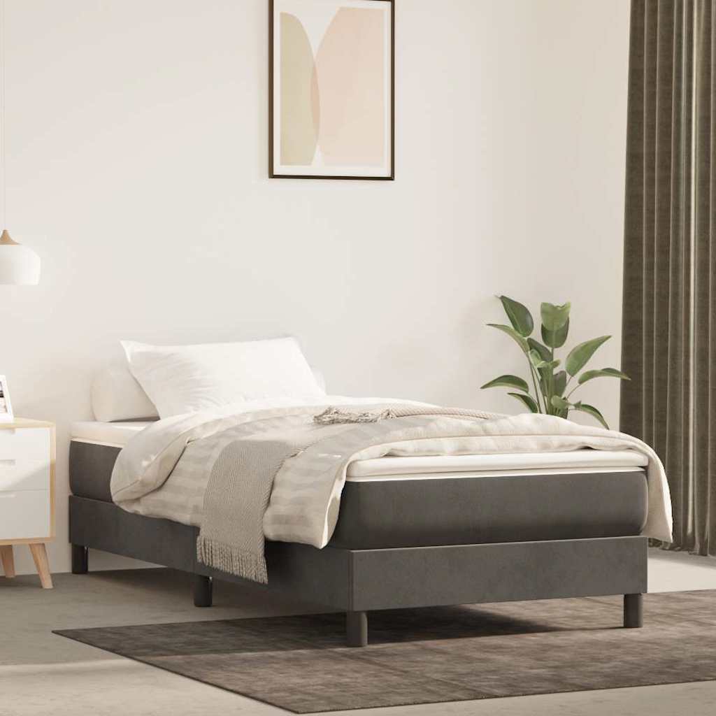 vidaXL Saltea de pat cu arcuri, gri închis, 90x210x20 cm, catifea vidaXL Saltea de pat cu arcuri, gri închis, 90x210x20 cm, catifea