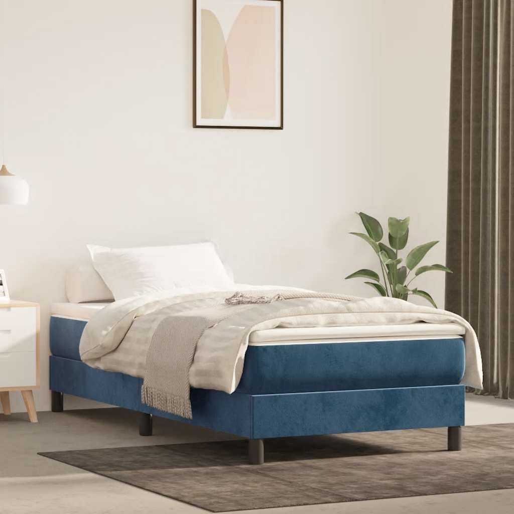 vidaXL Saltea de pat cu arcuri, albastru închis, 90x210x20 cm, catifea vidaXL Saltea de pat cu arcuri, albastru închis, 90x210x20 cm, catifea