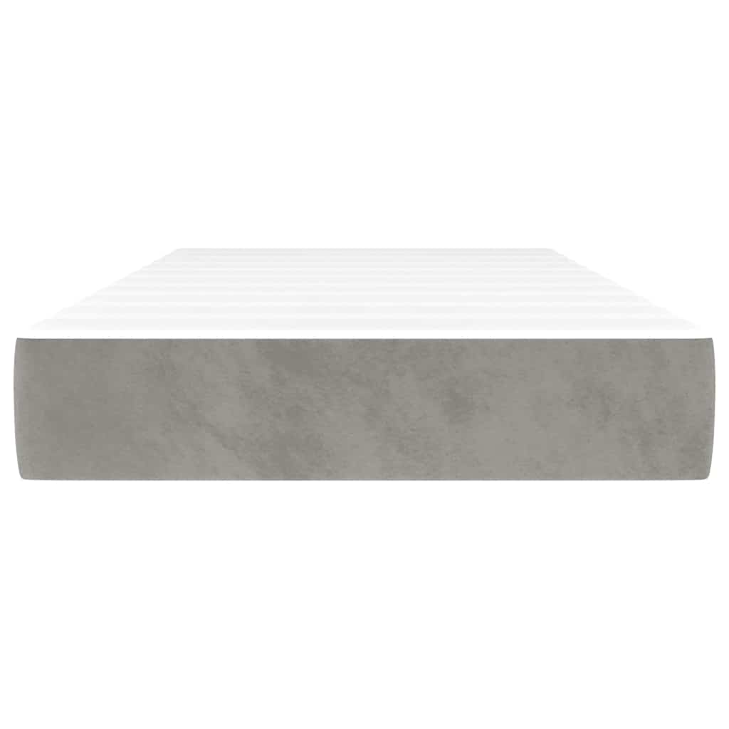 vidaXL Saltea de pat cu arcuri, gri deschis, 100x210x20 cm, catifea vidaXL Saltea de pat cu arcuri, gri deschis, 100x210x20 cm, catifea