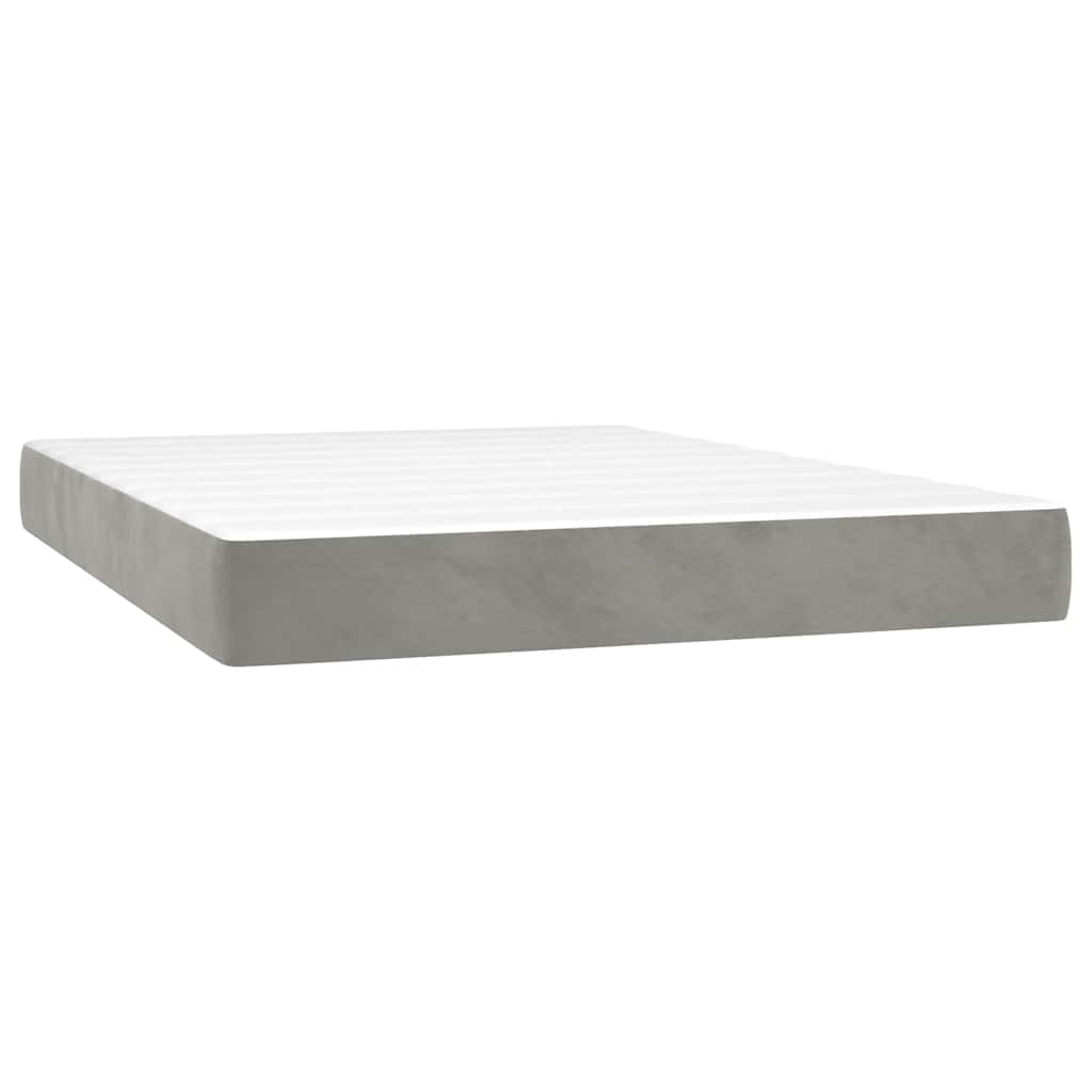 vidaXL Saltea de pat cu arcuri, gri deschis, 140x210x20 cm, catifea vidaXL Saltea de pat cu arcuri, gri deschis, 140x210x20 cm, catifea