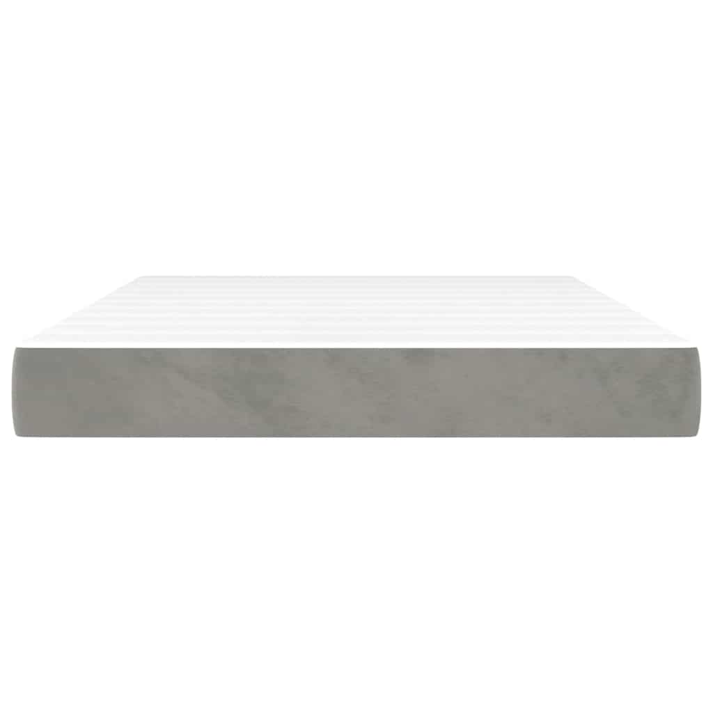 vidaXL Saltea de pat cu arcuri, gri deschis, 140x210x20 cm, catifea vidaXL Saltea de pat cu arcuri, gri deschis, 140x210x20 cm, catifea