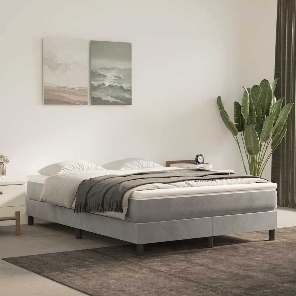 vidaXL Saltea de pat cu arcuri, gri deschis, 140x210x20 cm, catifea vidaXL Saltea de pat cu arcuri, gri deschis, 140x210x20 cm, catifea