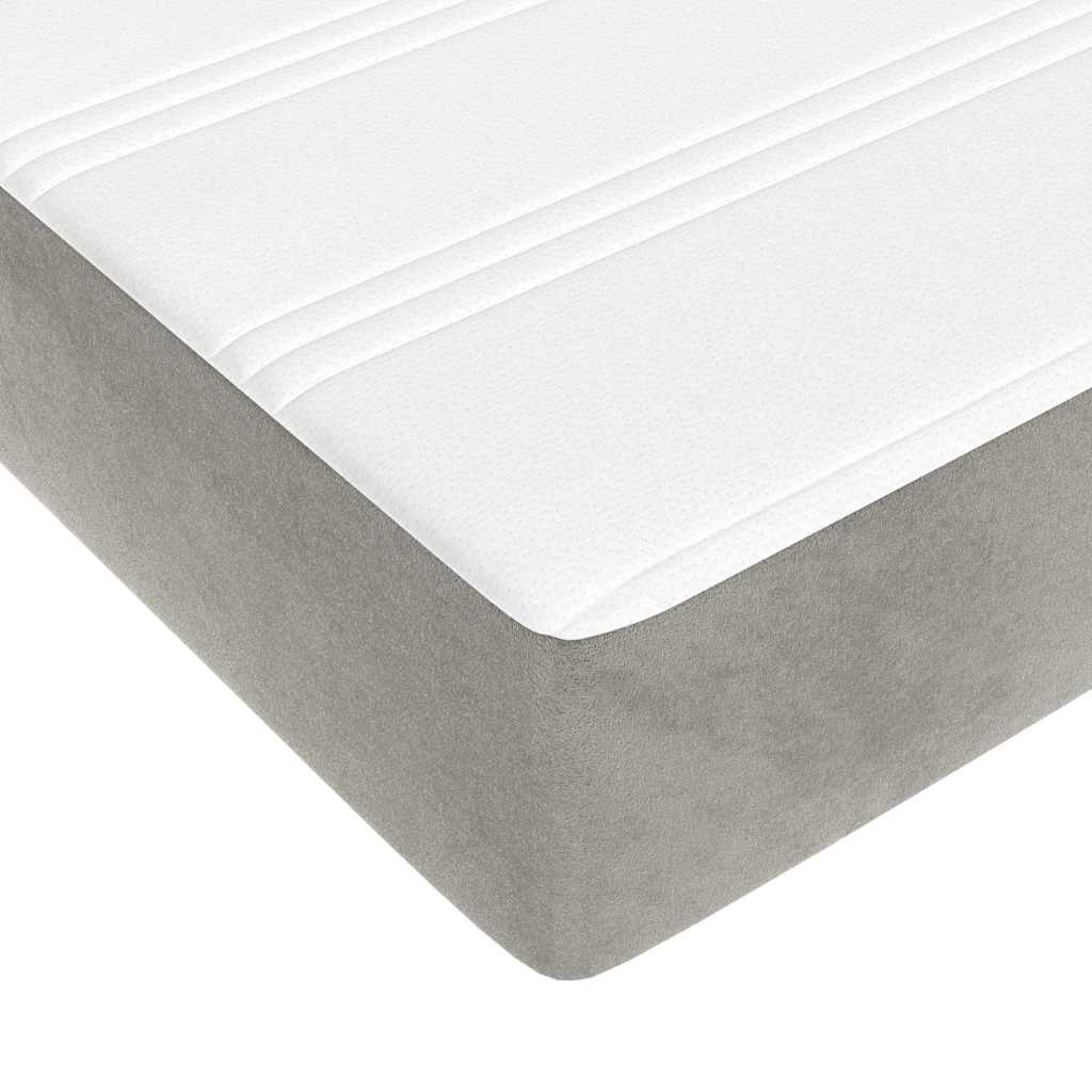 vidaXL Saltea de pat cu arcuri, gri deschis, 160x210x20 cm, catifea vidaXL Saltea de pat cu arcuri, gri deschis, 160x210x20 cm, catifea