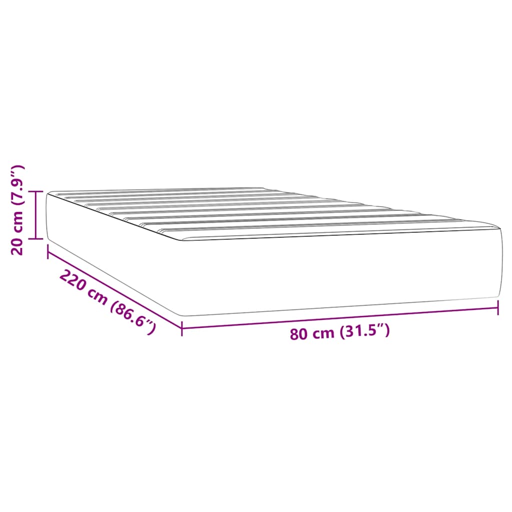 vidaXL Saltea de pat cu arcuri, gri deschis, 80x220x20 cm, catifea vidaXL Saltea de pat cu arcuri, gri deschis, 80x220x20 cm, catifea