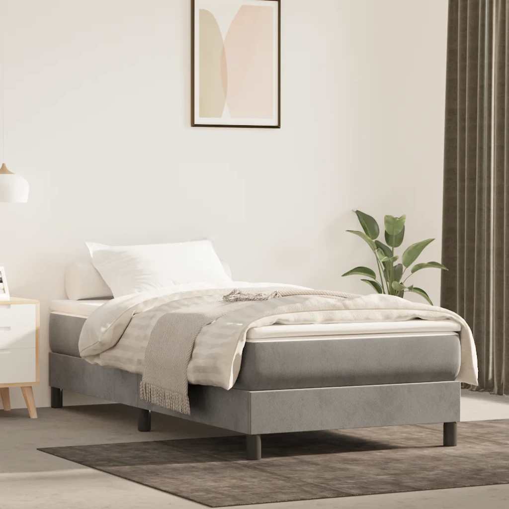 vidaXL Saltea de pat cu arcuri, gri deschis, 80x220x20 cm, catifea vidaXL Saltea de pat cu arcuri, gri deschis, 80x220x20 cm, catifea